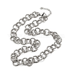 12 mm Damen-Halskette aus strukturiertem Edelstahl 304 mit Ringgliedern&nbsp;NJEW-A067-04P