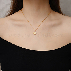 Collares planos redondos de acero inoxidable con colgante de corazón para mujer&nbsp;EU8880-2