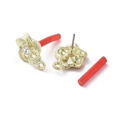 Aleación dorada chapada en estante con fornituras de aretes de rhinestone&nbsp;EJEW-B036-02G-02