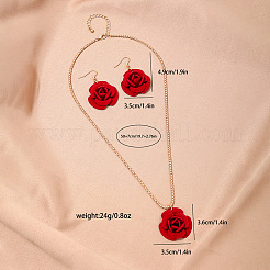 Halsketten-Sets mit Anhängern aus rosa Eisen und Kunststoff und Ohrhängern für Damen&nbsp;FS-WGD8499-01
