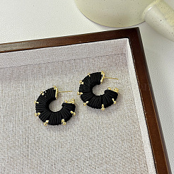 Boucles d'oreilles à clous en alliage et simili cuir&nbsp;WG3B4DD-02
