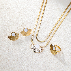 Ensemble de bijoux en acier inoxydable 201 doré en forme d'éventail&nbsp;VT9934-2