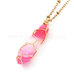 Collar con colgante de piedras preciosas de doble punta&nbsp;NJEW-JN03720