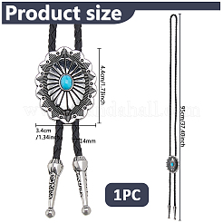 Verstellbare Halsketten mit Lariat-Anhänger aus synthetischem Türkis und ovalem schwarzem PU-Lederband&nbsp;NJEW-WH0035-04AS
