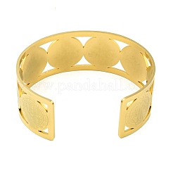 Braccialetti aperti con medaglia di San Benedetto in acciaio inossidabile 304&nbsp;LS-BJEW-S154-01G