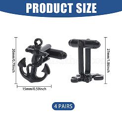 4 paire de boutons de manchette en alliage&nbsp;FIND-CA0011-40EB