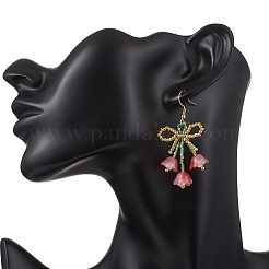 Ohrringe aus handgefertigten Glasperlen mit Blume und Schleife&nbsp;EJEW-MZ00655
