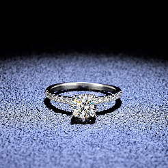 Rhodinierte 925 Sterling Silber Pavé 8.2x4.9mm Moissanit Fingerringe&nbsp;WG6D295-47