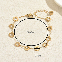 Bracelets en acier inoxydable 201 à maillons creux en forme de fleur pour femmes&nbsp;UF0900