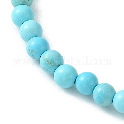 2 pz 2 stili howlite naturale e turchese sintetico e set di bracciali elastici con perline incrociate in acciaio inossidabile 304&nbsp;BJEW-JB09465-02