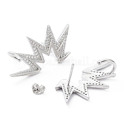 Latón micro pave aretes de circonita cúbica transparente&nbsp;EJEW-G350-03P