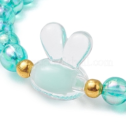6 Stück Stretch-Armbänder aus Acrylperlen mit Osterhasenmotiv&nbsp;BJEW-JB11294