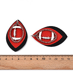 Ovale Lederanhänger mit Rugby-Muster&nbsp;FIND-N007-05