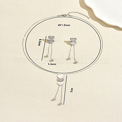 Conjunto de collar largo y pendientes de acero inoxidable 201 con forma de corazón para mujer.&nbsp;AF6640