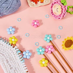 8 Stück 4 Farben Blumen Silikonperlen Stricknadelschützer/Stricknadelstopper&nbsp;DIY-SC0023-91