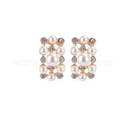 Collana con catena in lega e plastica con perle rotonde e strass di cristallo e orecchino a bottone&nbsp;FS-WG9A31F-01
