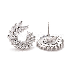 Latón micro pave aretes de circonita cúbica transparente&nbsp;EJEW-L224-46P
