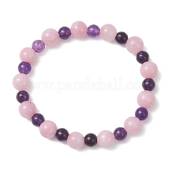 3 braccialetto elastico con perle di quarzo rosa e quarzo naturale per donna&nbsp;BJEW-JB13153