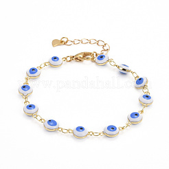 Set di gioielli per bracciali e collane con catena a maglia malocchio smaltato in ottone&nbsp;SJEW-JS01191