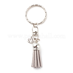Borla de gamuza sintética y llavero colgante de aleación de estilo tibetano&nbsp;KEYC-JKC00342