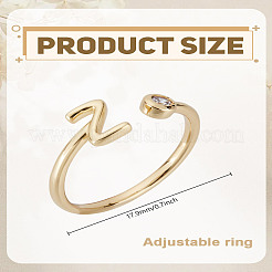 1 anillo abierto de latón con micro pavé de circonita cúbica transparente para mujer&nbsp;RJEW-LP0002-37Z