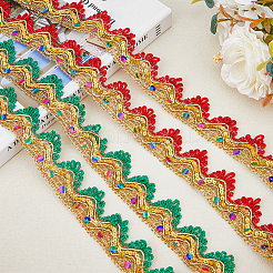 2 carte 2 couleurs de ruban de dentelle en polyester métallisé&nbsp;OCOR-FH0001-25