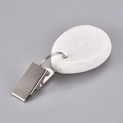 Pesas para manteles de mármol de forma ovalada con clips para manteles de acero inoxidable&nbsp;HJEW-WH0005-09B
