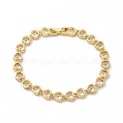 Klares Gliederkettenarmband mit kubischen Zirkonia-Herzen&nbsp;LS-BJEW-E073-05G