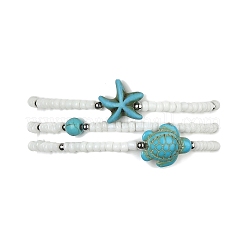 Set di braccialetti elasticizzati con perline di semi di turchese sintetico e semi di vetro da 3 stile 3&nbsp;BJEW-TA00375-01