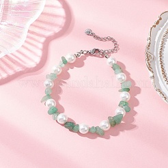 3 bracciale con perline rotonde in scaglie di pietre preziose naturali e conchiglie di vetro&nbsp;BJEW-JB12317