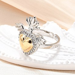 Anelli polsino in ottone micro pavé con zirconi cubici trasparenti in stile gotico per le donne&nbsp;RJEW-U051-02A-GP