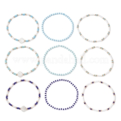 9 bracelet extensible en perles de rocaille en verre pour femmes&nbsp;BJEW-MZ00345