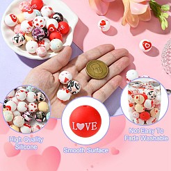 50 Stück Silikon-Focusperlen mit Herzmuster zum Valentinstag&nbsp;SIL-CJ0002-12