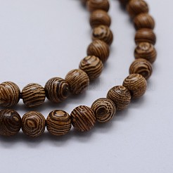 Natürliche wenge holzperlen stränge&nbsp;WOOD-F006-02-6mm