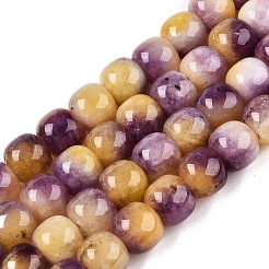 Teñidos naturales blancas abalorios de jade hebras&nbsp;G-T138-D13