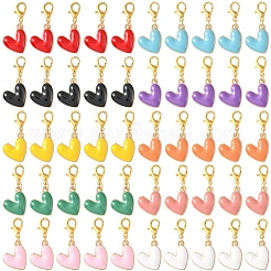 50 pieza de 10 estilos de decoraciones colgantes de esmalte de aleación de corazón&nbsp;HJEW-YW00114