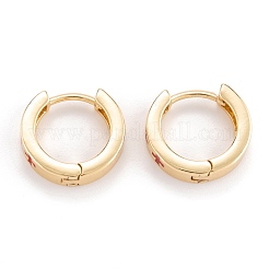 Orecchini a cerchio huggie in ottone smaltato&nbsp;EJEW-P187-L