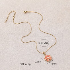 Colliers pour femmes en acier inoxydable 304 émaillé avec pendentif fleur en perle d'imitation&nbsp;ZA2839-2