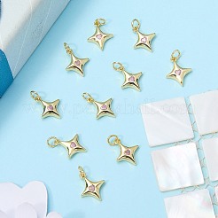 10 pieza de dijes de estrella de circonita cúbica micropavé de latón chapado en rack&nbsp;KK-SZ0007-20