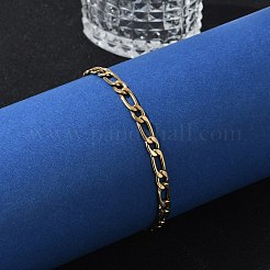 Braccialetti a catena figaro in acciaio inossidabile placcato ionico (ip) 304&nbsp;BJEW-L637-04A-G