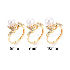 Schmetterling Messing Micro Pave klare Zirkonia verstellbare Ringfassungen&nbsp;KK-T076-30G