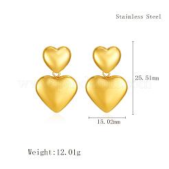Elegantes pendientes colgantes de acero inoxidable con forma de corazón&nbsp;BA0238