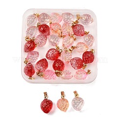30pcs 3 Farben zweifarbige transparente sprühlackierte Glasanhänger&nbsp;GLAA-FP0001-27