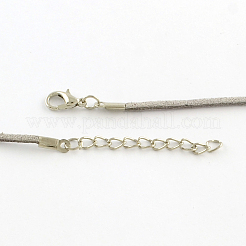Collier de cordon en faux suède de 2 mm avec chaînes en fer et fermoirs à pince de homard&nbsp;NCOR-R029-08