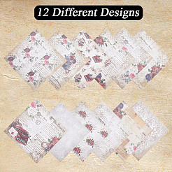 12 Uds. 12 almohadillas de papel para álbum de recortes florales&nbsp;DIY-WH0430-010
