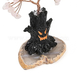 Adornos de árbol de la vida con chips de cuarzo rosa natural con temática de Halloween&nbsp;DJEW-B013-02I