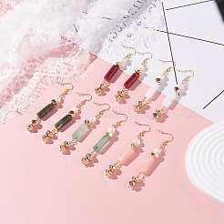 Orecchini pendenti da donna con perle naturali e finte pietre&nbsp;EJEW-JE04708
