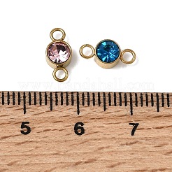 12 Stück flacher runder Strass-Verbinderanhänger aus Edelstahl 304&nbsp;STAS-H247-02G