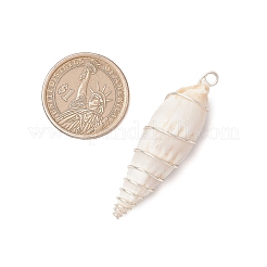 Colgantes grandes de concha en espiral natural envueltos con alambre de cobre&nbsp;PALLOY-JF03397-01