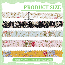 Cinta de poliéster estampada con flores de 25 yarda y 5 colores&nbsp;OCOR-PH0036-17